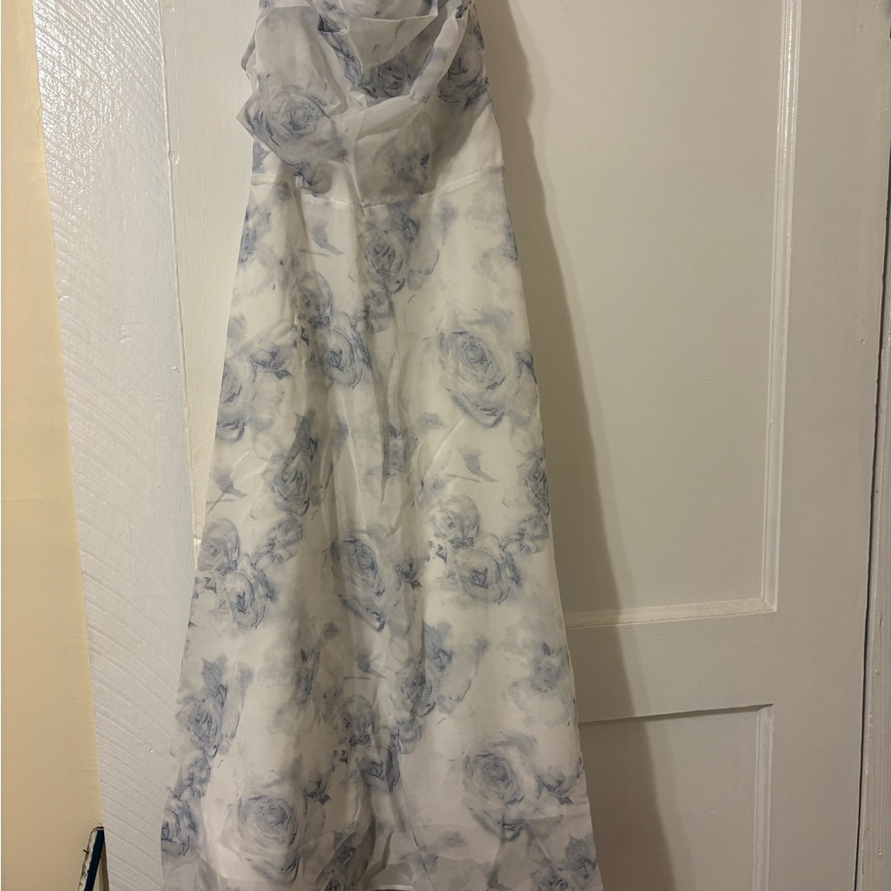 Floral White and Blue Sundress